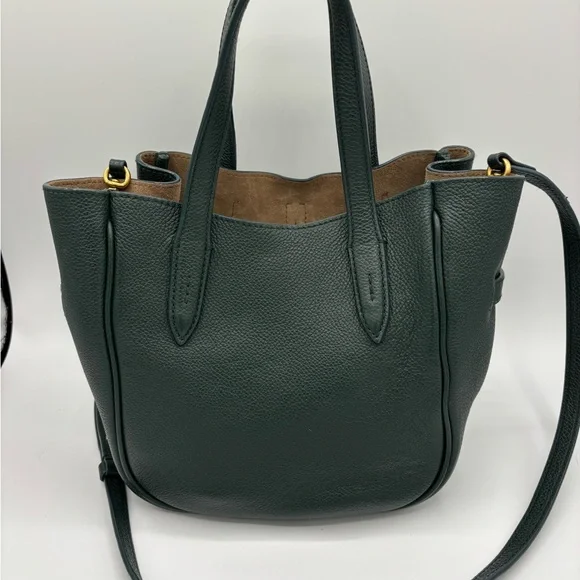 Ralph Lauren Dark Green ID small leather tote/crossbody Bag with Gold Accents - Picture 2 of 8